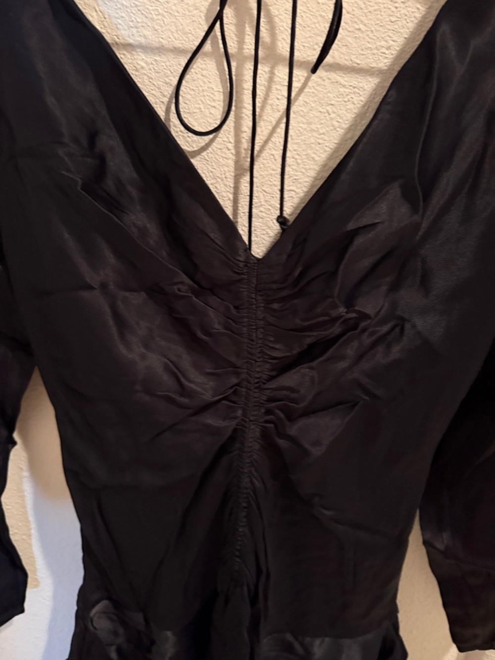 Zimmermann Black Long-Sleeve V-Neck Mini Dress - Picture 5 of 7